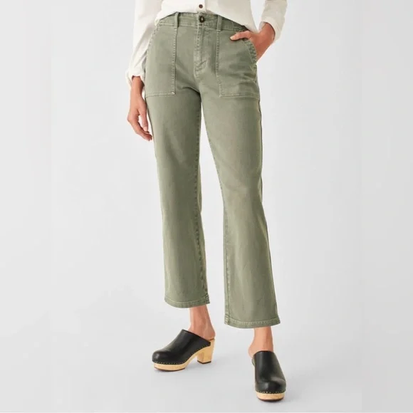 Faherty Organic Cotton Raw Hem Straight Leg Utility Pant - Picture 1 of 8